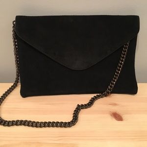 J.crew Factory Black Suede Envelope Clutch